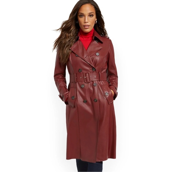 RED LEATHER TRENCH COAT